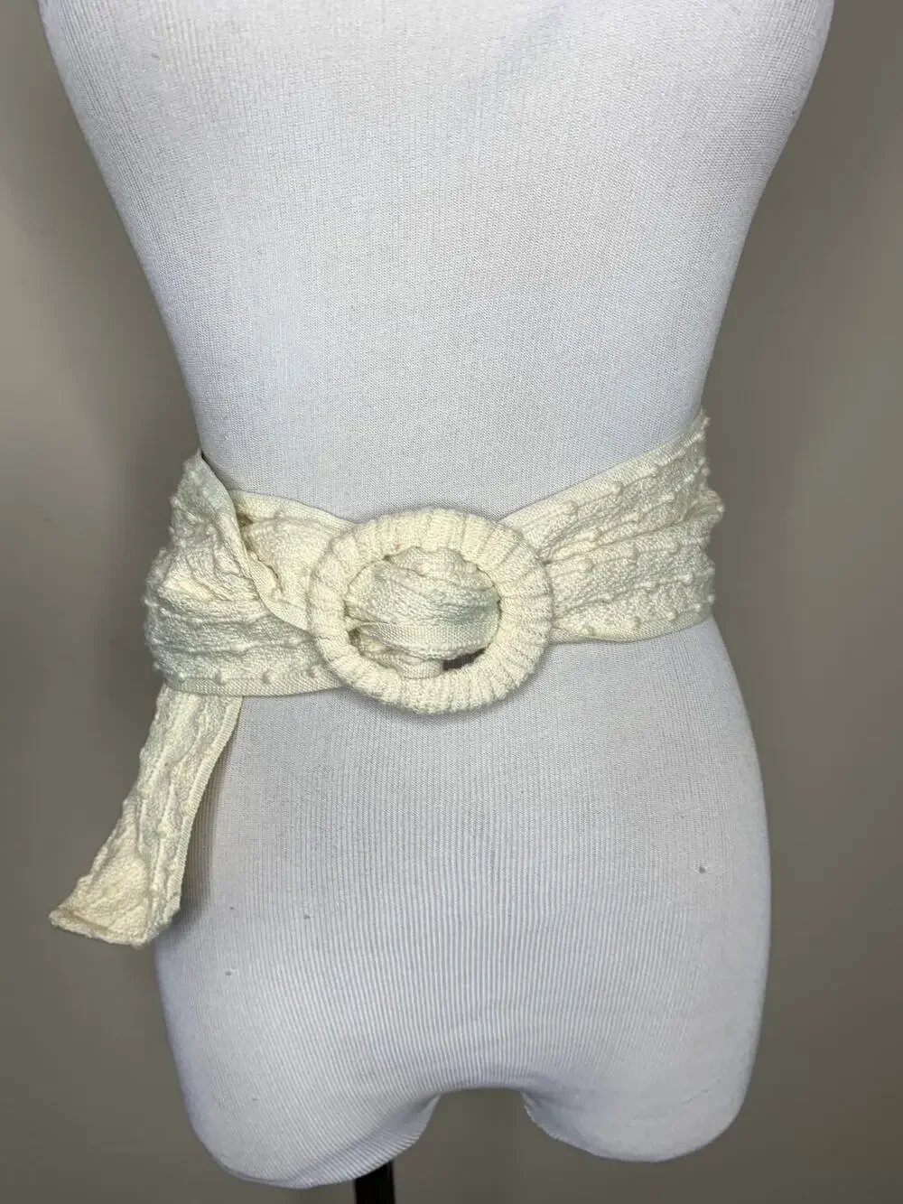80s Fabric Cream Belt OSFA 3.5